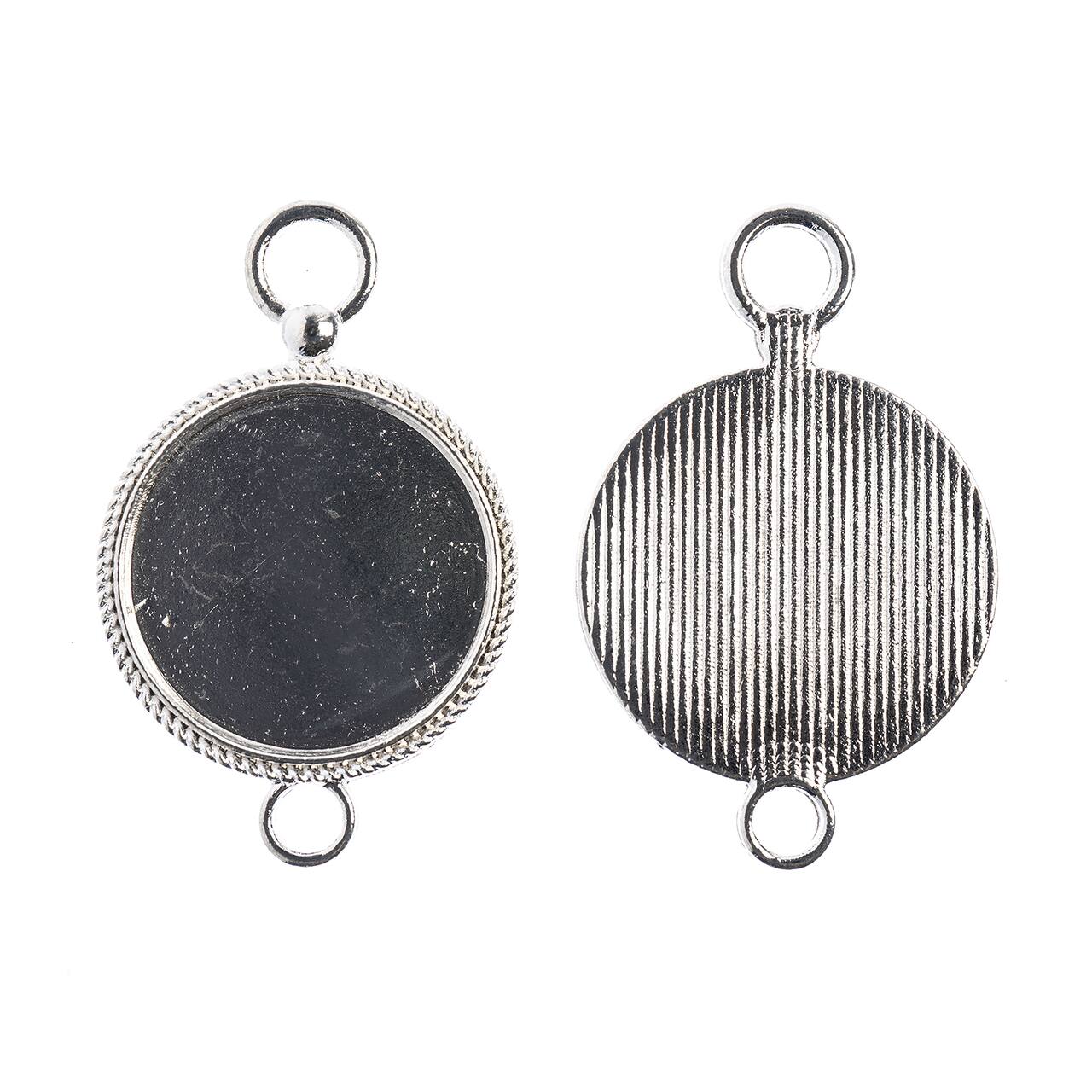 John Bead 23mm Silver Round Pendant Frames, 3ct.